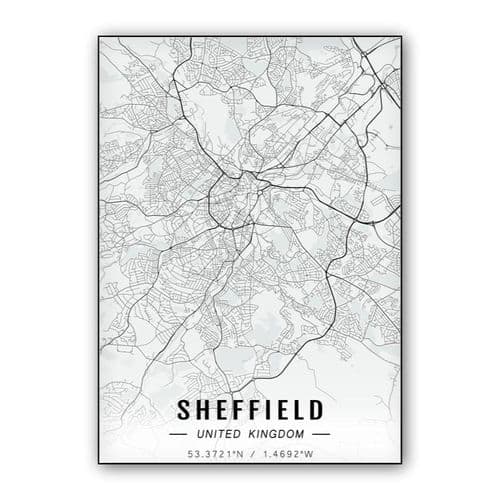 Sheffield map wall art poster