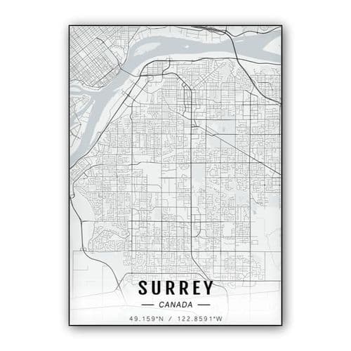 Surrey map wall art poster