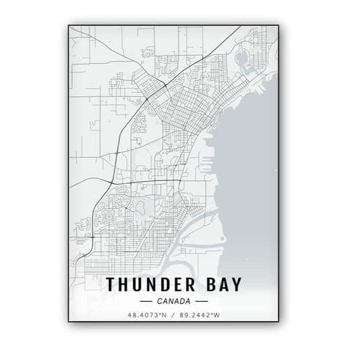 Thunder Bay map wall art poster