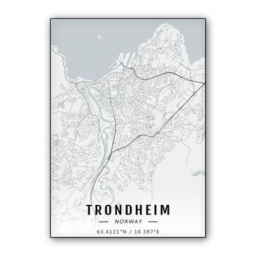Trondheim map wall art poster