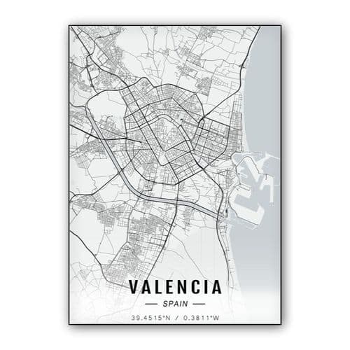 Valencia map wall art poster