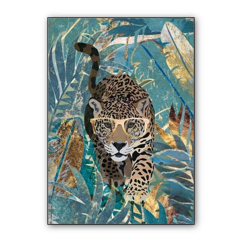 Curious Jaguar in the jungle wall art poster