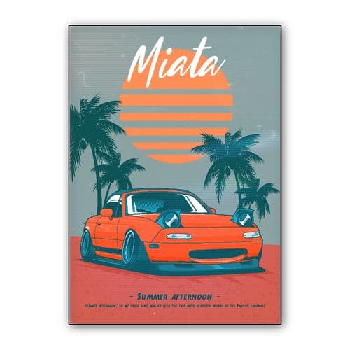 Miata JDM car with summer vibe wall art poster
