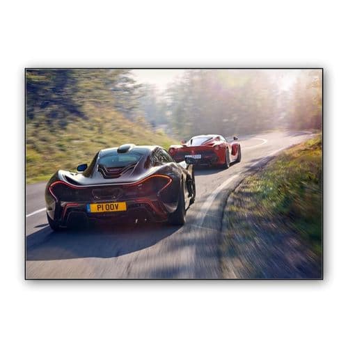 McLaren P1 & Ferrari LaFerrari wall art poster