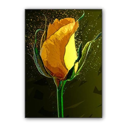 Colored Yellow Rose wall art poster