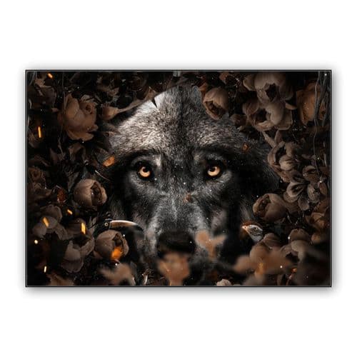 Floral Wolf wall art poster