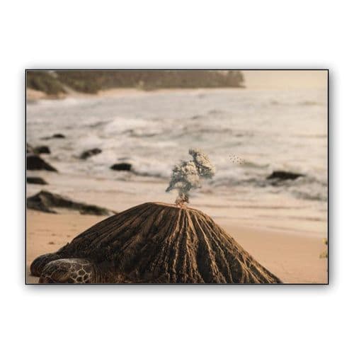 Turtle Volcano wall art poster