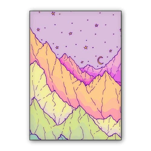 A pastel mountain range wall art poster