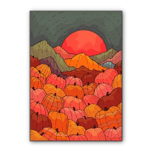 Hills and pumpkins wall art poster