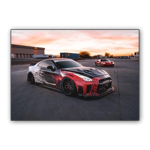 Nissan GT-R R35 & Ferrari 488 wall art poster