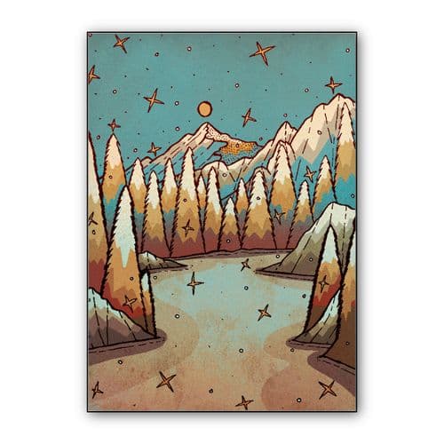Winter of gold and blue wall art poster