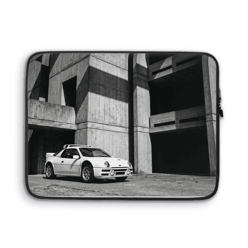 Stark Contrast: Ford RS200 and Brutalist Architecture wall art poster