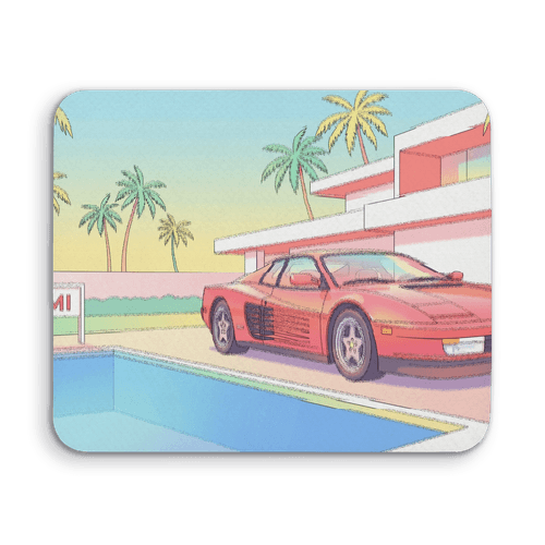 Miami Poolside: Classic Ferrari Testarossa wall art poster