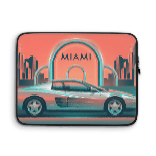 Miami Horizon: Silver Ferrari Testarossa wall art poster