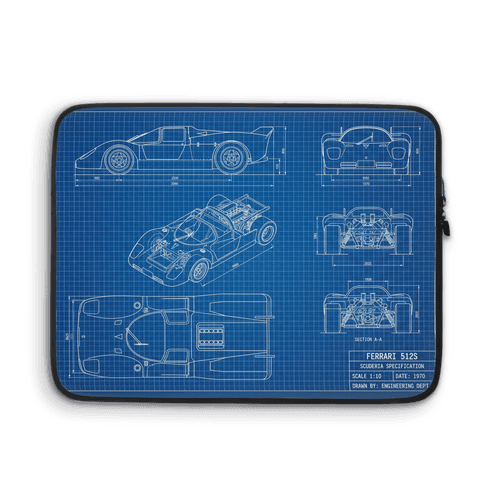 Ferrari 512S Scuderia Specification Technical Blueprint wall art poster