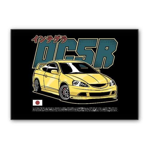Yellow Honda Integra DC5 Type R wall art poster
