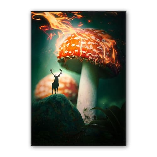 Burning Mushroom wall art poster