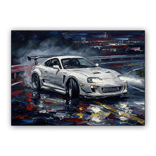 Toyota Supra Night Drift Impasto wall art poster