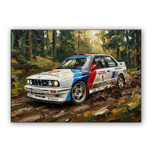 BMW E30 M3 Forest Rally Impasto wall art poster