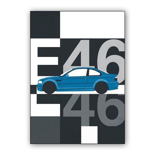 BMW E46 M3 Geometric Typography wall art poster