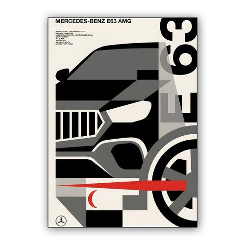 Mercedes E63 AMG Bauhaus Deconstructed wall art poster