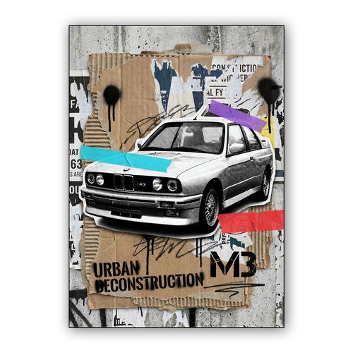 BMW E30 Urban Deconstruction Collage wall art poster