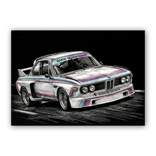 BMW 3.0 CSL Batmobile Sketch wall art poster