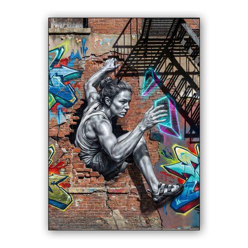 Urban Ascent: The Neon Crag Mural wall art poster