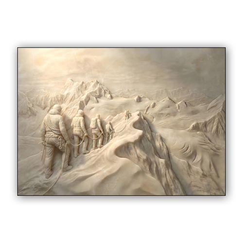 The Ascent of Unity: Marble Relief Mountaineering Art wall art poster