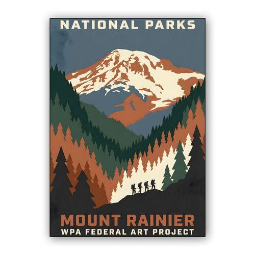 Majestic Mount Rainier: WPA Style National Park Poster wall art poster