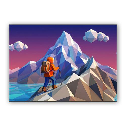Low Poly Summit: A Geometric Mountain Journey wall art poster