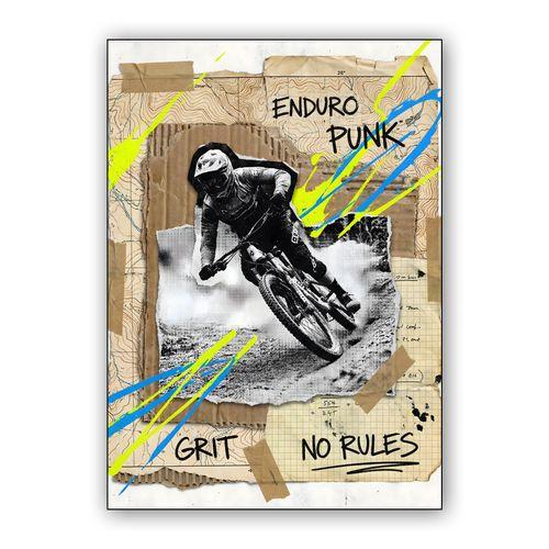 Enduro Punk: Grit and No Rules Mountain Biking Collage wall art poster