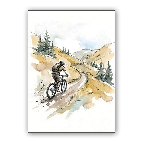 The Winding Path: A Solo Alpine Mountain Biking Journey wall art poster