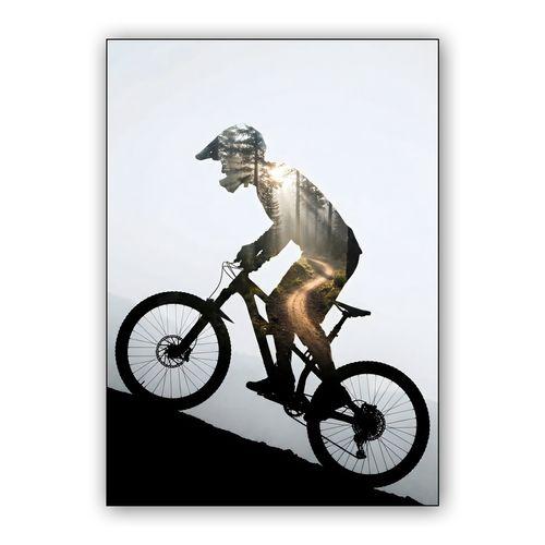 Soul of the Trail: Mountain Biker Double Exposure wall art poster