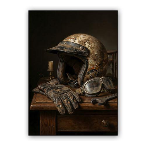 Mementos of the Mud: A Motocross Vanitas Still Life wall art poster