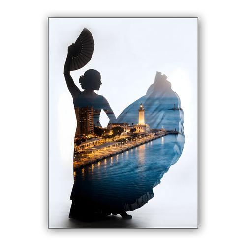 The Dancer's Shore: Málaga Port Double Exposure wall art poster