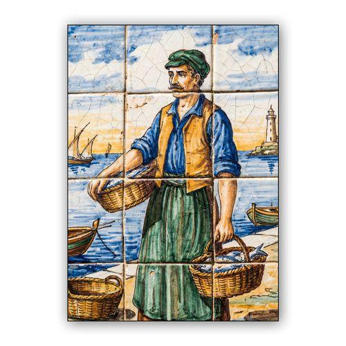 Traditional Fisherman: Andalusian Ceramic Tile Mural wall art poster