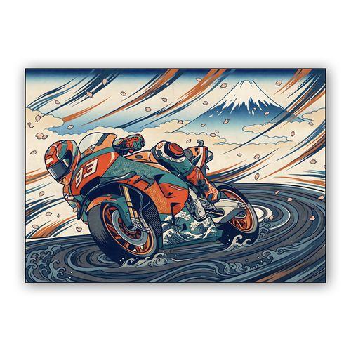 Zenith Speed: Mount Fuji MotoGP Ukiyo-e Art wall art poster