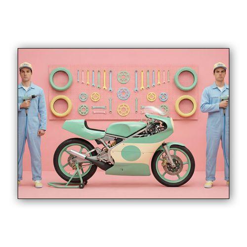 Pastel Precision: The Symmetrical Pit Stop wall art poster
