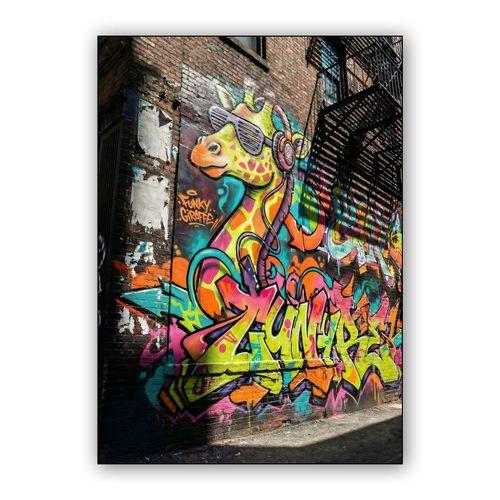 Funky Giraffe Street Art Mural wall art poster