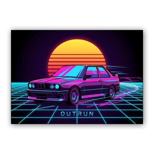 BMW E30 M3: Neon Outrun Pulse wall art poster