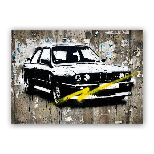 BMW E30 M3: Urban Concrete Stencil wall art poster