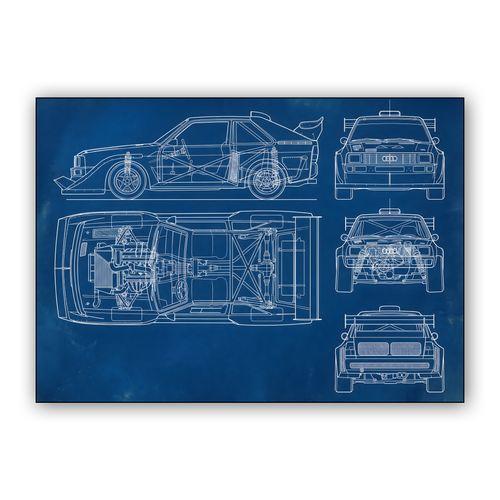 Audi Quattro S1: Engineering Blueprint Study wall art poster