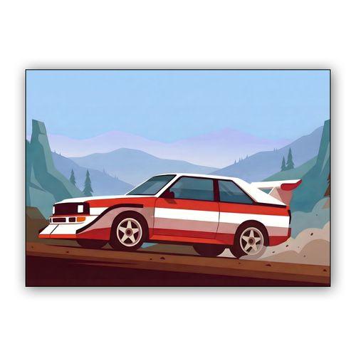 Audi Sport Quattro S1 Alpine Rally Illustration wall art poster