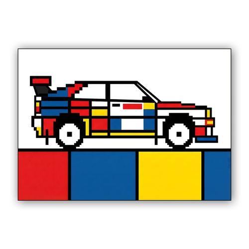 Audi Quattro S1: 8-Bit De Stijl Composition wall art poster