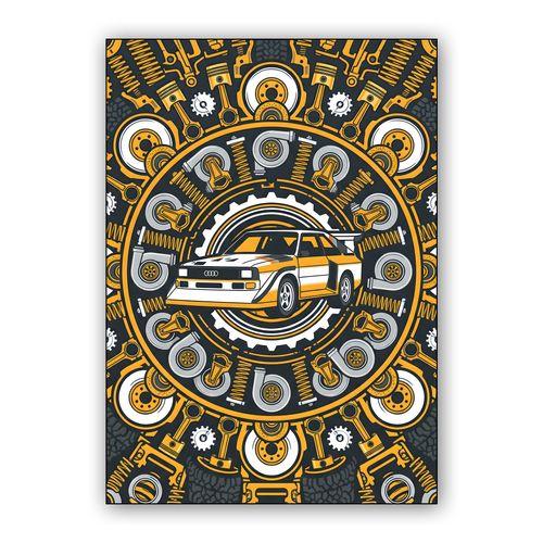 Audi Quattro S1: Mechanical Mandala wall art poster