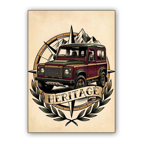 Land Rover Defender Heritage Emblem wall art poster