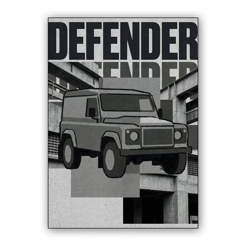 Defender 90 Brutalist Industrial Collage wall art poster