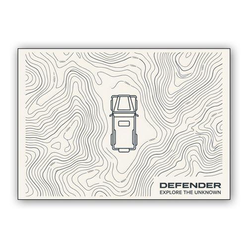 Defender Topographic Adventure Line Art wall art poster