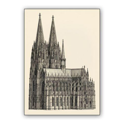 Cologne Cathedral Gothic Line Art Engraving wall art poster